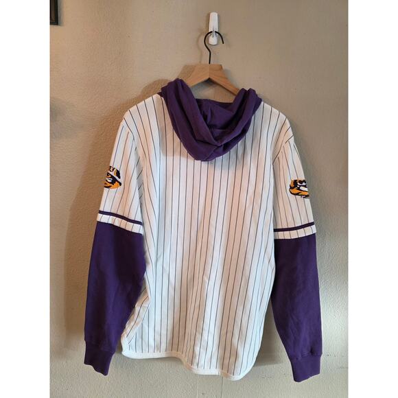 NWT '47 LSU Adult Tigers White Pinstripe Hoodie SZ M College Sports - Picture 2 of 6